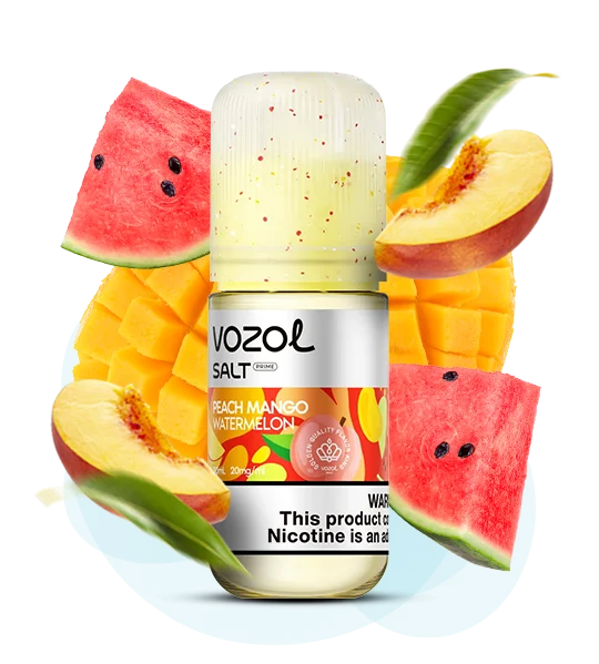 Vozol_Salt_Prime_30ml_PeachMangoWatermelon Рідина Vozol Prime Peach Mango Watermelon 30мл - Зображення 1
