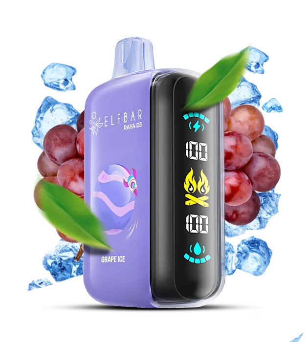 Elfbar_Raya_D3_GrapeIce Одноразова Pod-система Elf Bar RAYA D3 25000 Grape Ice - Зображення 1