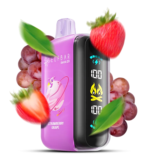 Elfbar_Raya_D3_StrawberryGrape_ Одноразова Pod-система Elf Bar RAYA D3 25000 Strawberry Grape - Зображення 1
