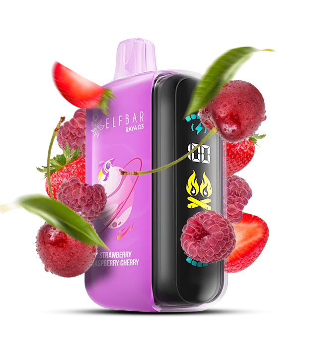 Elfbar_Raya_D3_StrawberryRaspberryCherry Одноразова Pod-система Elf Bar RAYA D3 25000 Strawberry Raspberry Cherry - Зображення 1