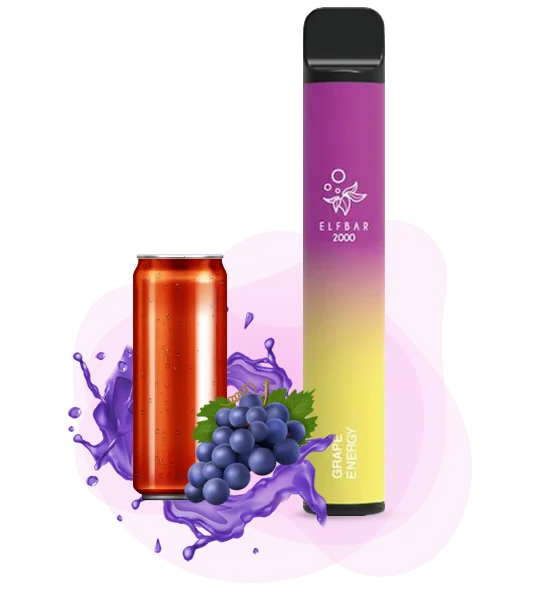 Grape-Redbull-1-2 Одноразова Pod-система Elf Bar 2000 GRAPE ENERGY - Зображення 1